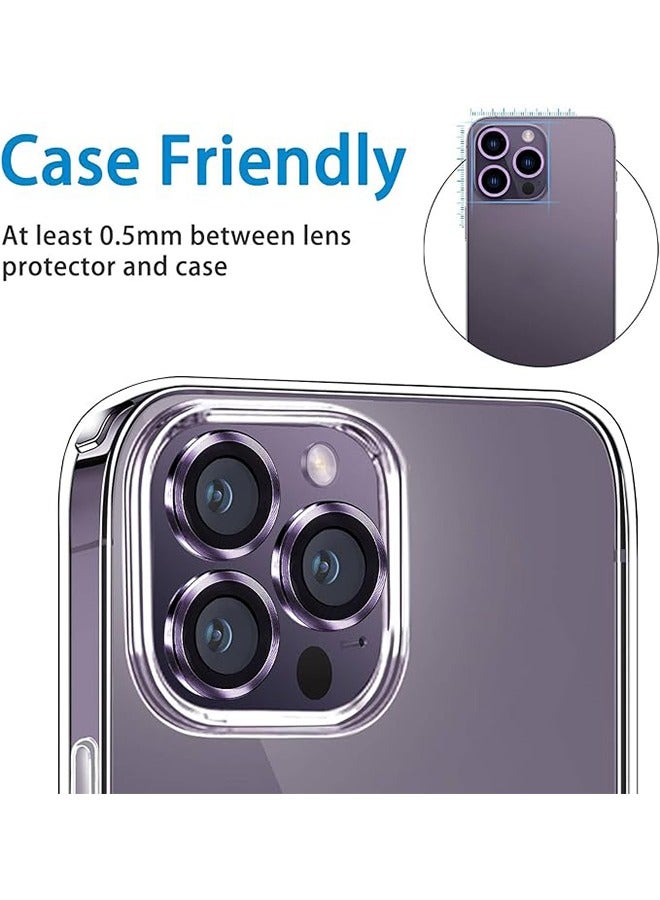 iPhone 15 Pro Max/iPhone 15 Pro Camera Lens Protector 9H Tempered Glass Screen Film Protection Cover Anti-scratch Mobile Phone Accessory Metal Individual Ring iPhone 14 Pro Max/iPhone 14 Pro Purple - Image 2