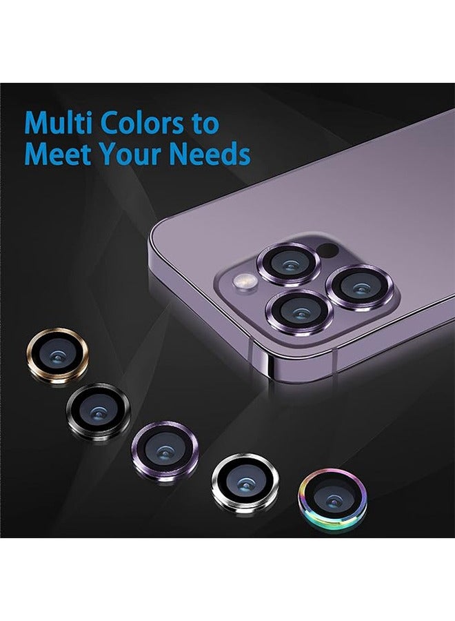 iPhone 15 Pro Max/iPhone 15 Pro Camera Lens Protector 9H Tempered Glass Screen Film Protection Cover Anti-scratch Mobile Phone Accessory Metal Individual Ring iPhone 14 Pro Max/iPhone 14 Pro Purple - Image 4