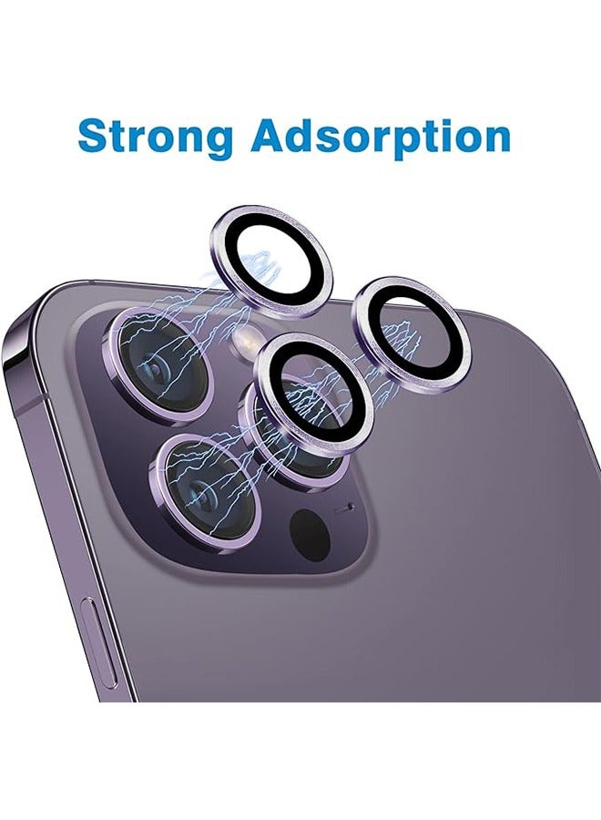iPhone 15 Pro Max/iPhone 15 Pro Camera Lens Protector 9H Tempered Glass Screen Film Protection Cover Anti-scratch Mobile Phone Accessory Metal Individual Ring iPhone 14 Pro Max/iPhone 14 Pro Purple - Image 3