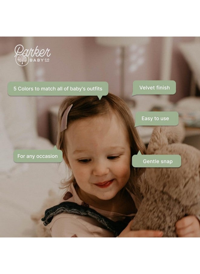 Parker Baby Co. Parker Baby Girl Hair Clips | One-Size Velvet Snap Barrettes for Newborns & Toddlers | Practical One-Hand Clip Design | Cute & Stylish Kids Hair Clips | Tangle-Free & Comfortable | 5 Pack  - Image 5