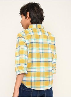 Bonkids Boy's shirts in regular fit yellow colour cotton fabric embellished pattern pull over closure woven weave type round collar type round neckline half sleeve length button down upper body wear type suitable for casual occasions – a must-have trendsetter this season!  - Image 4