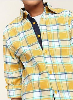 Bonkids Boy's shirts in regular fit yellow colour cotton fabric embellished pattern pull over closure woven weave type round collar type round neckline half sleeve length button down upper body wear type suitable for casual occasions – a must-have trendsetter this season!  - Image 3