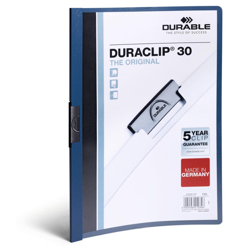 Durable DURACLIP Clip Folder 30 A4 | Secure Steel Clip Holds 1–30 Sheets, Transparent Front & Coloured Back, Slim 5 mm Profile, 5-Year Clip Warranty, File Folder – Durable - Image 2