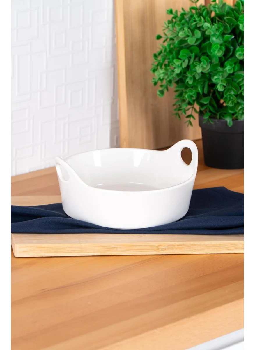 أكار Bianco Perla Oval Bowl with Handle - 21 cm