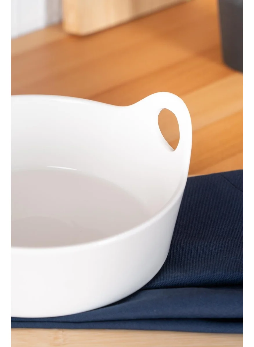 أكار Bianco Perla Oval Bowl with Handle - 21 cm