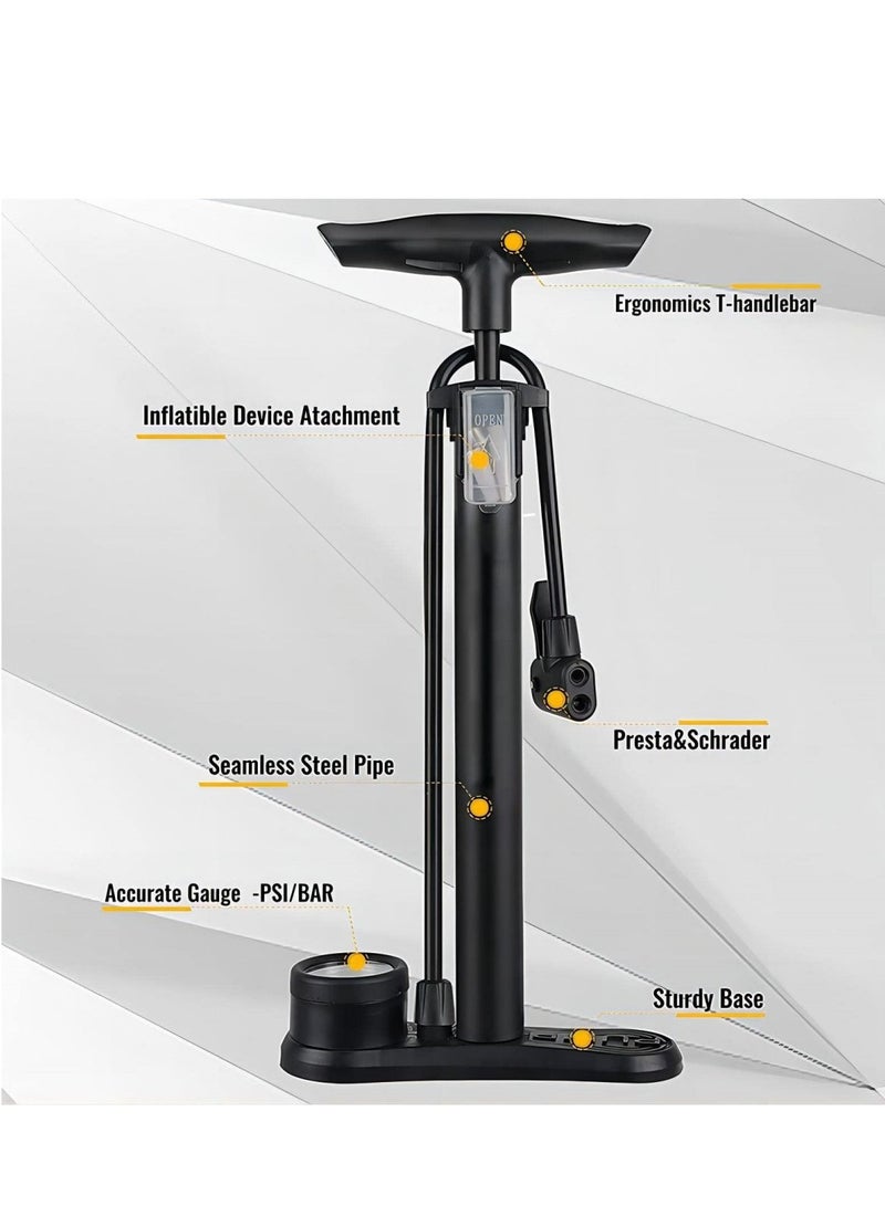 كول بيبي مضخة أرضية الدراجة مع مقياس الضغط مضخة دراجة مع ضغط عالٍ 160 رطل لكل بوصة مربعة يناسب صمامات شريدر وبريستا - Image 3