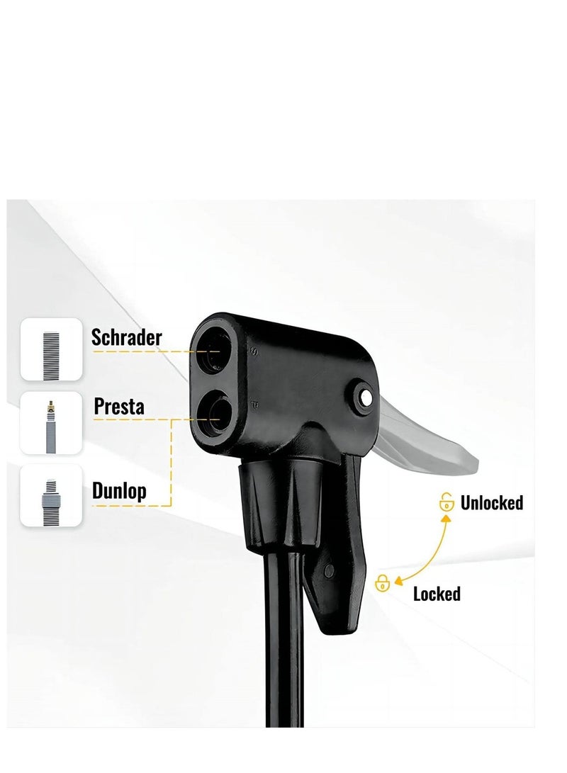 كول بيبي مضخة أرضية الدراجة مع مقياس الضغط مضخة دراجة مع ضغط عالٍ 160 رطل لكل بوصة مربعة يناسب صمامات شريدر وبريستا - Image 4