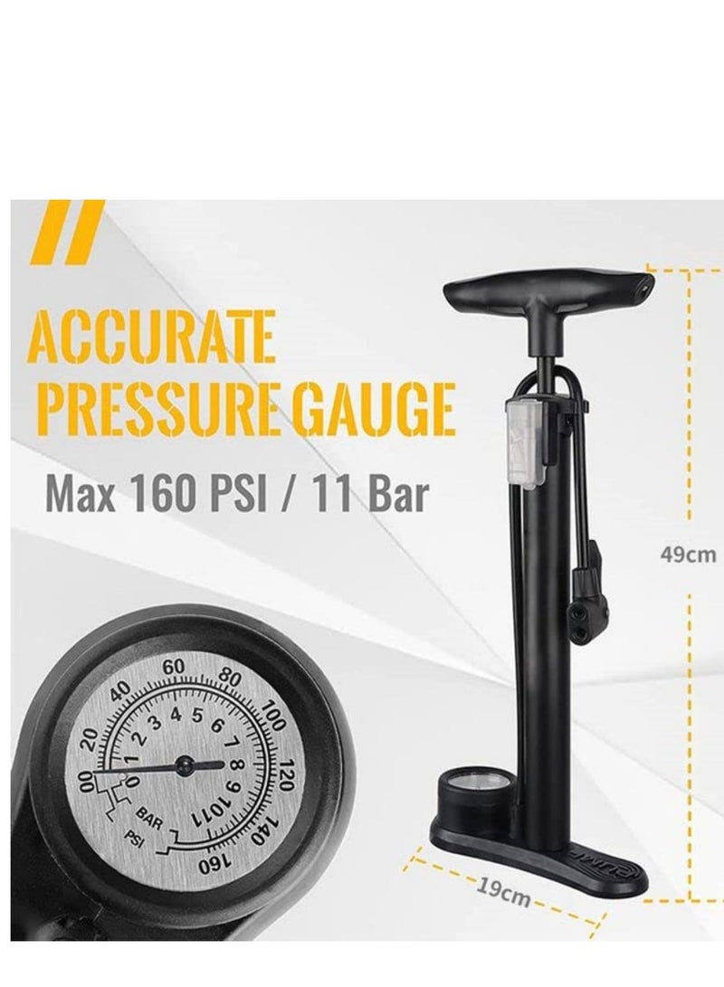 كول بيبي مضخة أرضية الدراجة مع مقياس الضغط مضخة دراجة مع ضغط عالٍ 160 رطل لكل بوصة مربعة يناسب صمامات شريدر وبريستا - Image 5
