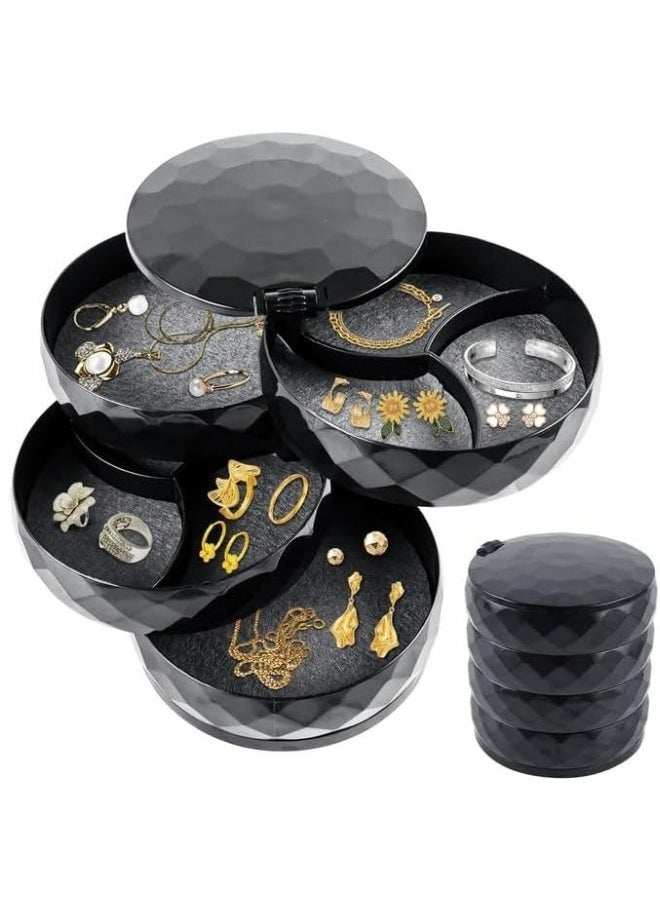 Generic 4-Tier 360 Degree Rotating Acrylic Jewelry Organizer with Stylish and Modern Design for Organizing and Storing Jewelry and Cosmetics - Black  - Image 4