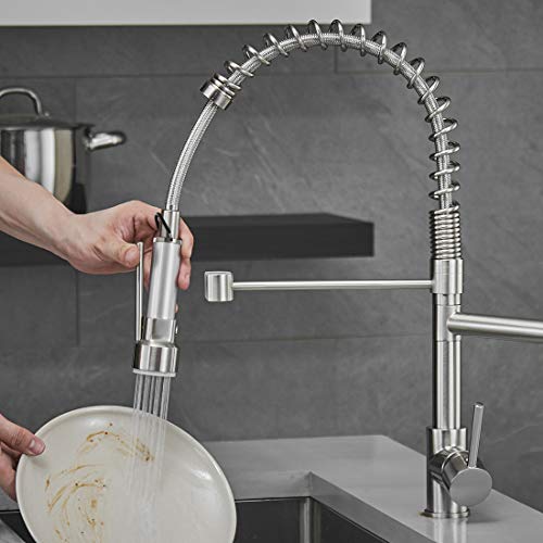 AIMADI Commercial Pull Down Kitchen Faucet Sprayer with LED Light,Single Handle Stainless Steel Kitchen Sink Faucets with Pull Down Sprayer,Suitable for Farmhouse Camper Laundry Rv Bar - Image 4