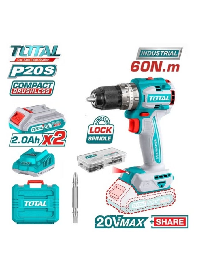 20V 60Nm Cordless Drill - TDLI20602 - Total