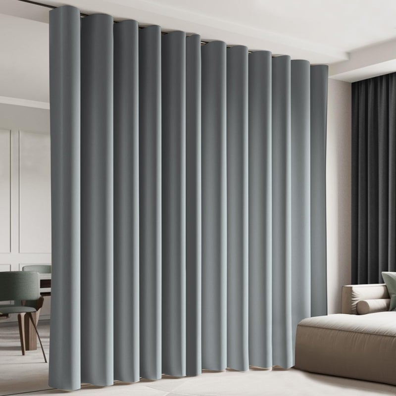 Cbsroro Room Divider Blackout Curtain Track Curtains Wall Dividers Panels Screen for Living Rooms Bedroom Office Privacy Partition Separation, W100 × L96 Inch,1 Panel, Light Grey - Image 1