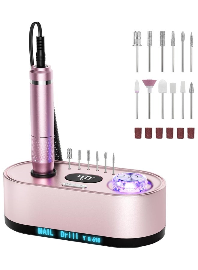 DUNISO م drill كهربائي احترافي 40000 دورة في الدقيقة، مجموعة ملف أظافر كهربائية، آلة تلميع الأظافر مع شاشة LCD، مريحة وعملية، لتجميل الأظافر والقدمين، آلة تلميع - Image 1