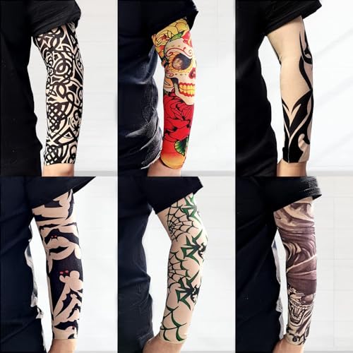 Aresvns Extended Version Halloween Temporary Tattoo Sleeves Cover 20PCS,Cycling Tattoo Sleeves Sunscreen Sleeves Unisex Stretchable Cosplay Accessories Christmas Gift - Image 5