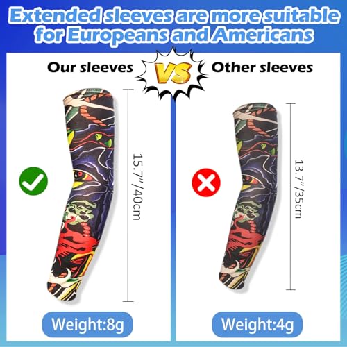 Aresvns Extended Version Halloween Temporary Tattoo Sleeves Cover 20PCS,Cycling Tattoo Sleeves Sunscreen Sleeves Unisex Stretchable Cosplay Accessories Christmas Gift - Image 2
