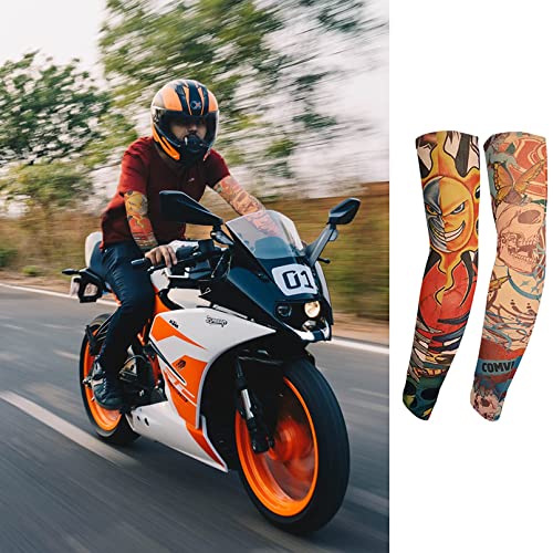 Aresvns Extended Version Halloween Temporary Tattoo Sleeves Cover 20PCS,Cycling Tattoo Sleeves Sunscreen Sleeves Unisex Stretchable Cosplay Accessories Christmas Gift - Image 4
