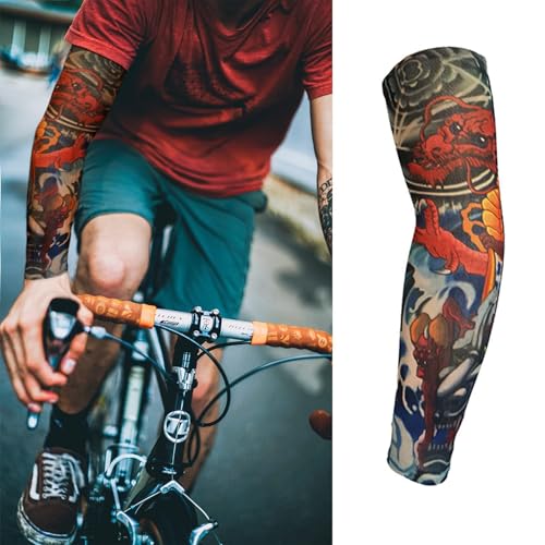 Aresvns Extended Version Halloween Temporary Tattoo Sleeves Cover 20PCS,Cycling Tattoo Sleeves Sunscreen Sleeves Unisex Stretchable Cosplay Accessories Christmas Gift - Image 3