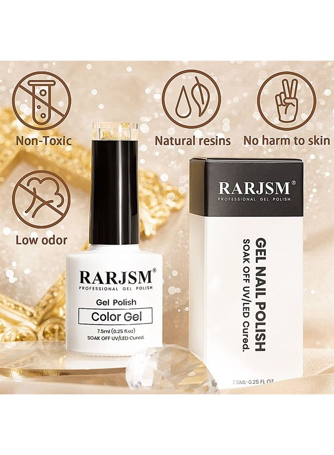 RARJSM Glitter Gel Nail Polish, Gold Diamond Gel Polish Spark Shiny Gel Nail Art Soak Off UV LED Lacquer Gel Nail Starter Manicure Salon DIY at Home RAR82 - Image 5