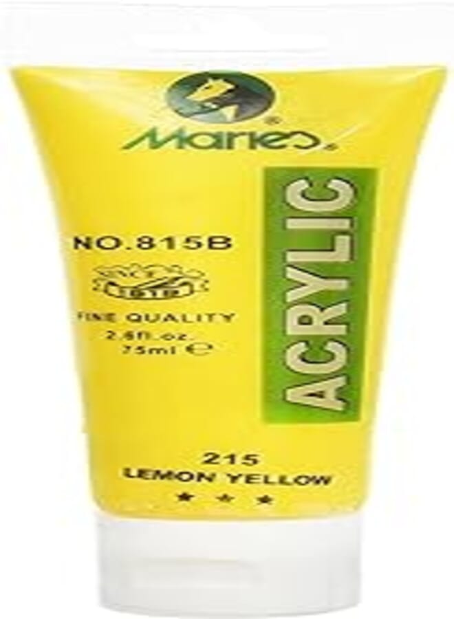 Maries 815B (215) High Quality Acrylic fine Colour 75 ml For Adults, Art Supplies, Perfect Starter Kit for Painting - Lemon Yellow