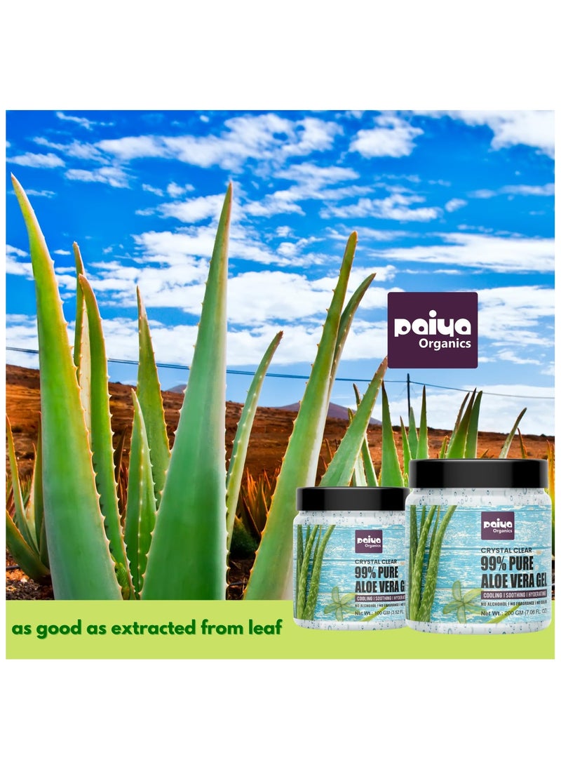 Paiya Organics - Paiya Organics Aloe Vera Gel 99% Pure Crystal Clear 100 GM For Face and Hair Acne and Pimples Paraben Free - Image 1