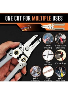 Laxvila India Laxvila India Multifunction 6 In 1 Wire Plier Tool Electricians Wire Stripper Wire Splitting Pliers Stainless Steel Wire Cutter Hand Tool Cable Cutting Crimping For Electrician Decrustation Tool  - Image 4