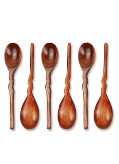 KASTWAVE 6pcs Wooden Spoons for Eating, 7.87 inch Wooden Spoons for Honey,Small Wooden Spoons,Handmade Natural Asian Wooden Spoons for Soup, Coffee, Salad Desserts,Chips, Snacks,Cereal,and Fruit  - Image 1