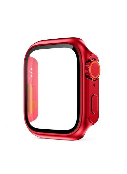 For Apple Apple Watch10 Case Second Change Ultra Scratch-resistant Appearance PC Case Film Integrated Protective Case-Color:Original Machine Red + Orange-Dimensions:40mm (with Opp Bag Packaging)