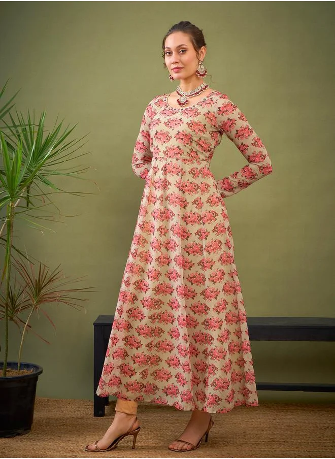 ساسافراس Floral Print A-Line Maxi Kurta by Styli