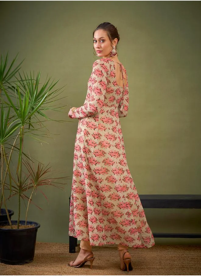 ساسافراس Floral Print A-Line Maxi Kurta by Styli