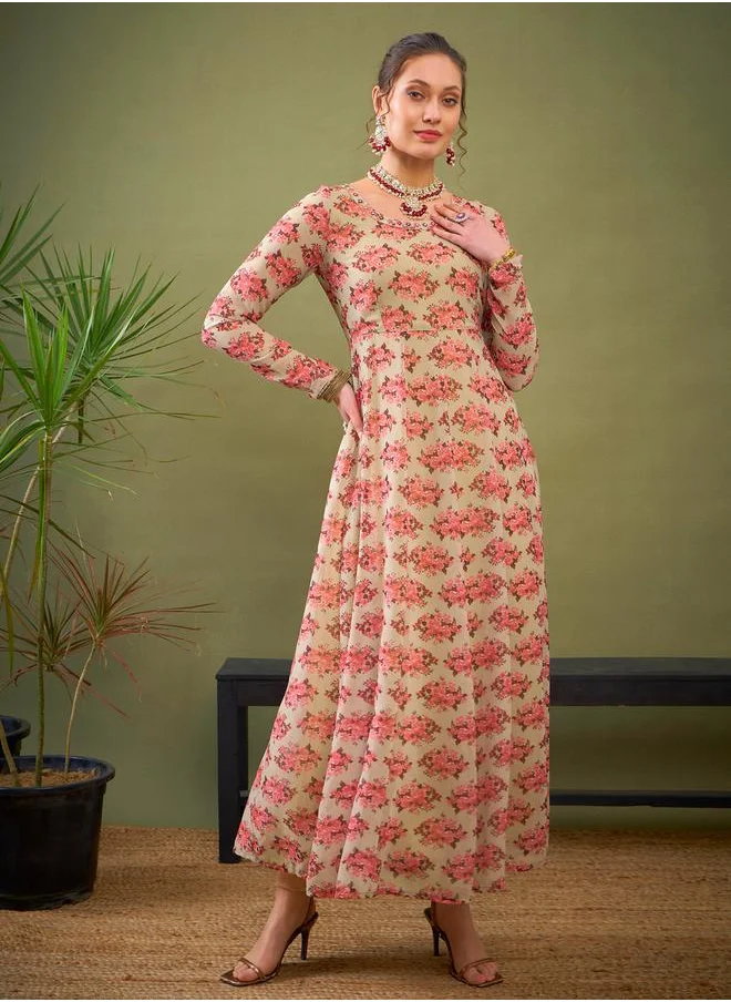 ساسافراس Floral Print A-Line Maxi Kurta by Styli