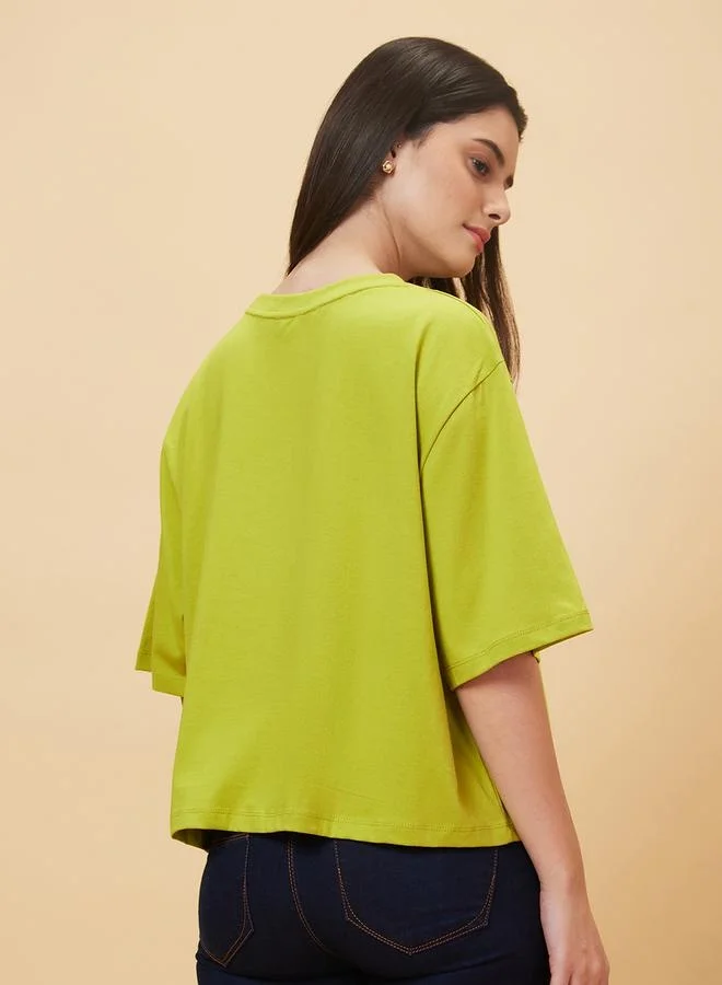 globus Globus Graphic Print Round Neck Oversized T-Shirt