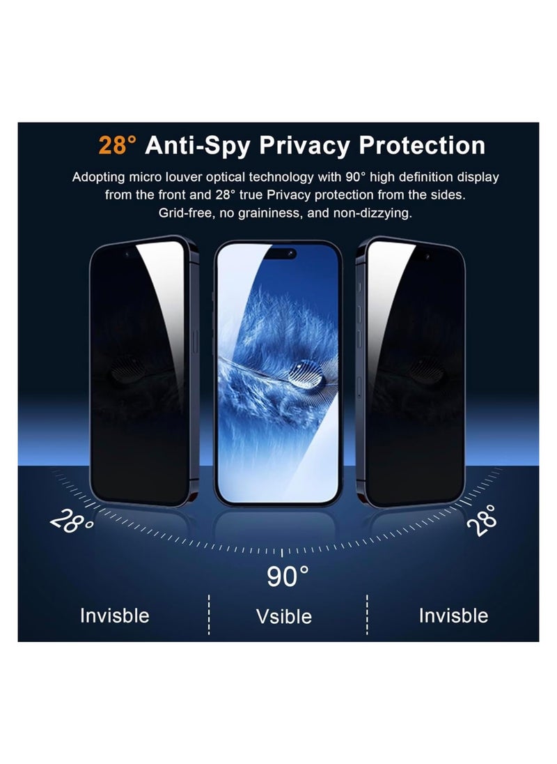 Arify-Tech Privacy Full Coverage Screen Protector for iPhone 15 Pro 6.1-Inch with Camera Lens Protector, Anti-Spy Tempered Glass Film, 2-Pack Each  - Image 2