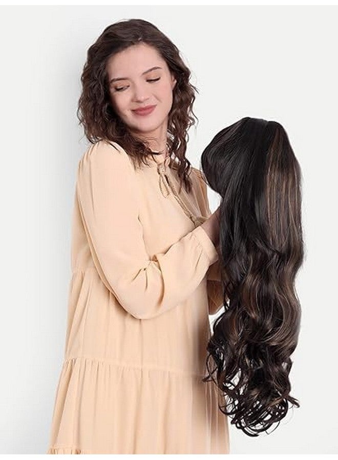 Thrift Bazaar Brown Long curly Glue-less Synthetic wavy Wig with Bangs For Women Hair Extension Soft Fluffy Washable Full Head Hair Wig for Birthday, Party, Wedding, Halloween and Cosplay - Image 1