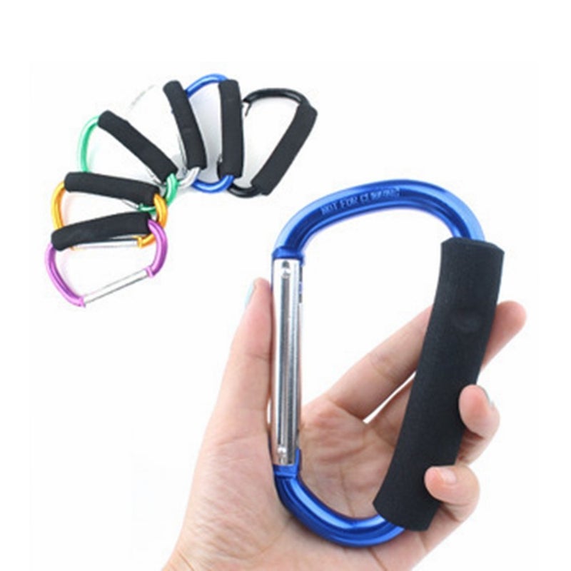 YOTOM 2X Carabiner Hook - 5.4" large Aluminum D-Style Carry Handle with Sponge for Shopping Bags Handbag Tote Stroller Carrying - Image 3