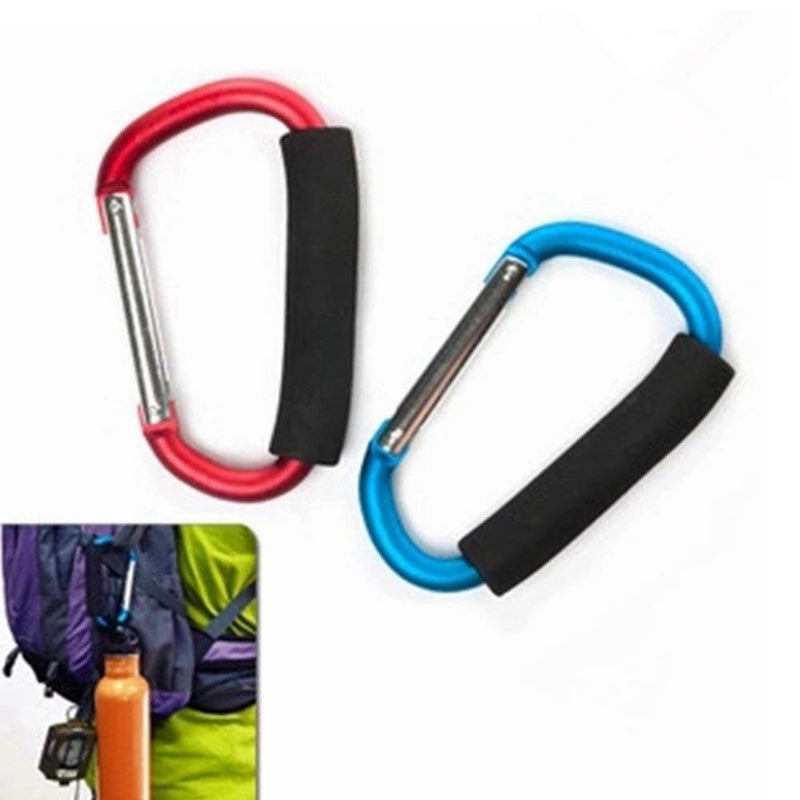 YOTOM 2X Carabiner Hook - 5.4" large Aluminum D-Style Carry Handle with Sponge for Shopping Bags Handbag Tote Stroller Carrying - Image 1