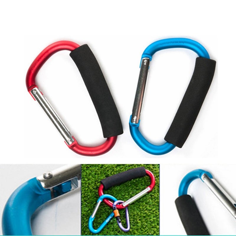 YOTOM 2X Carabiner Hook - 5.4" large Aluminum D-Style Carry Handle with Sponge for Shopping Bags Handbag Tote Stroller Carrying - Image 4