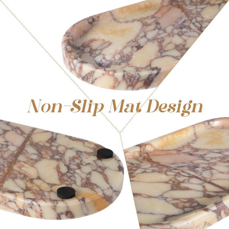Koville Natural Marble Tray for Decor, Marble Vanity Tray for Perfume, Cosmetics, Jewelry, Stone Decorative Trays for Dresser Organizer, Storage Trays for Home Bathroom Countertop(Calacatta Viola) - Image 4