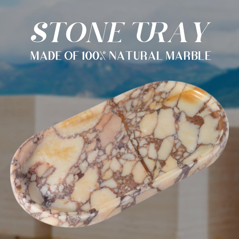 Koville Natural Marble Tray for Decor, Marble Vanity Tray for Perfume, Cosmetics, Jewelry, Stone Decorative Trays for Dresser Organizer, Storage Trays for Home Bathroom Countertop(Calacatta Viola) - Image 2
