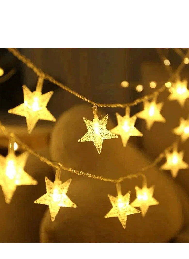 واحة المنزل الجميلة سلسلة أضواء LED بيضاء دافئة بطول 3 أمتار و20 نجمة - تعمل بالبطارية (2 × AA)، ديكور معلق جميل لغرفة النوم، والجدار، والنوافذ، وأعياد الميلاد، وحفلات الزفاف، والحفلات، والمنزل، والأجواء الداخلية والخارجية  - Image 2