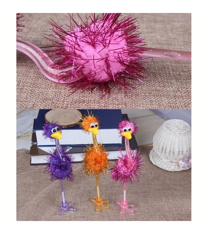 Easter Mix Color Ostrich Feather Pens 2pcs Humorous Plastic Ballpoint for Gifts Parties Birthdays - Image 3