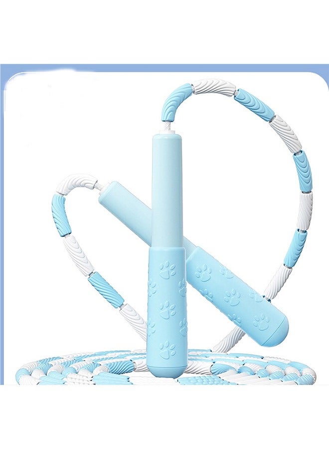 Generic 1-Piece Soft Beaded Jump Rope 9feet White/Blue  - Image 2