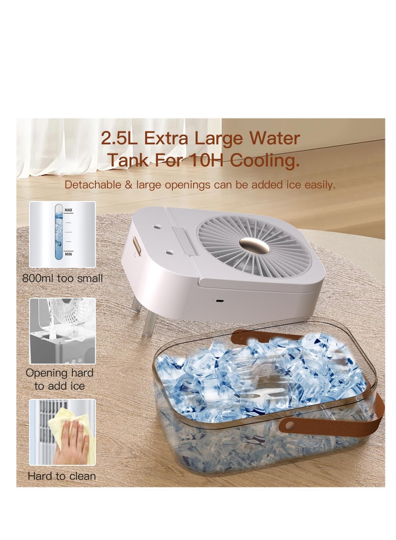 SYOSI Portable Air Conditioners, [Rechargeable & 2.5L Water Tank] Room Cooler Air Conditioner, 3 Wind Speed & Light, 3 Cool Mist Room Portable AC Personal Mini Cooling Fan Evaporative Air Cooler  - Image 2