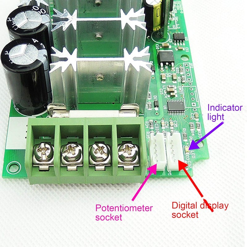 وحدة تحكم السرعة مع شاشة رقمية، منظم محرك DC بتقنية PWM، جهد DC من 12V إلى 80V، قدرة عالية، كفاءة عالية، تحكم دقيق في السرعة، مثالية لتطبيقات المحركات. - Image 3