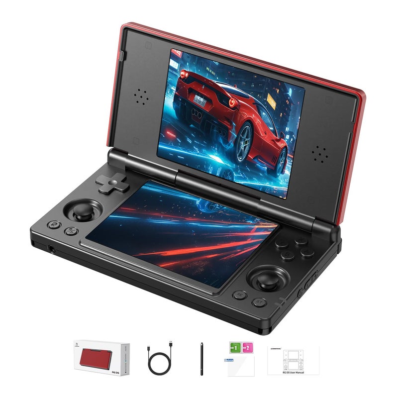 GiipGoop RG DS Handheld Game Consoles RG DS Retro Gaming Console Dual-screen Video Game Console 3+32GB Android 14 Portable Pocket Arcade 4000mAh Battery WiFi Bluetooth HD Output Black - Image 1