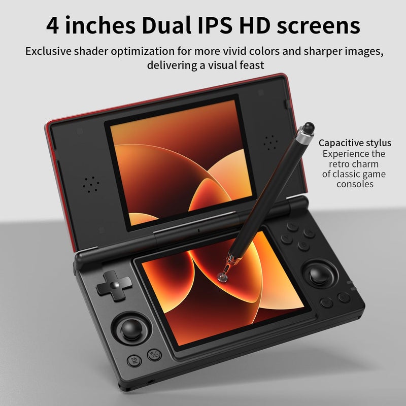 GiipGoop RG DS Handheld Game Consoles RG DS Retro Gaming Console Dual-screen Video Game Console 3+32GB Android 14 Portable Pocket Arcade 4000mAh Battery WiFi Bluetooth HD Output Black - Image 3
