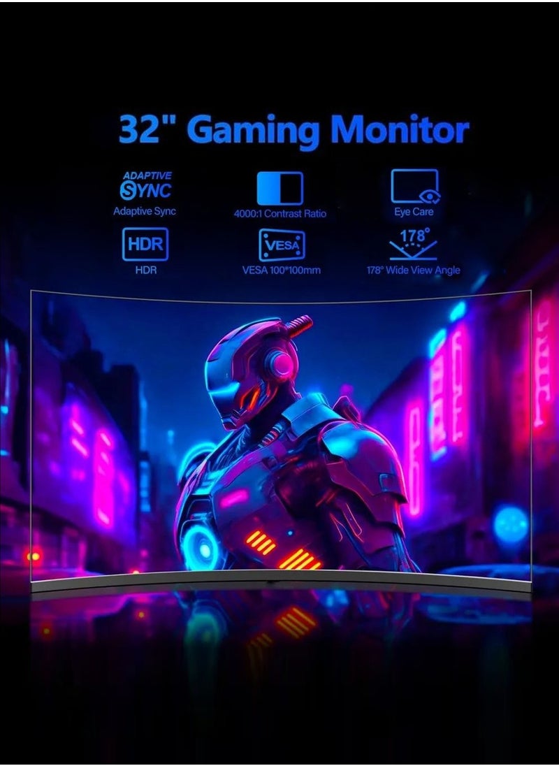 شاشة كمبيوتر IPS مقاس 32 بوصة بدقة 1440 بكسل، شاشة QHD 2K مع HDR10، إطار نحيف للغاية، FreeSync/G-Sync، منفذ HDMI DisplayPort، حماية من الضوء الأزرق الخافت بدون وميض، حامل إمالة للاستخدام في المكتب والعمل والتصميم والألعاب