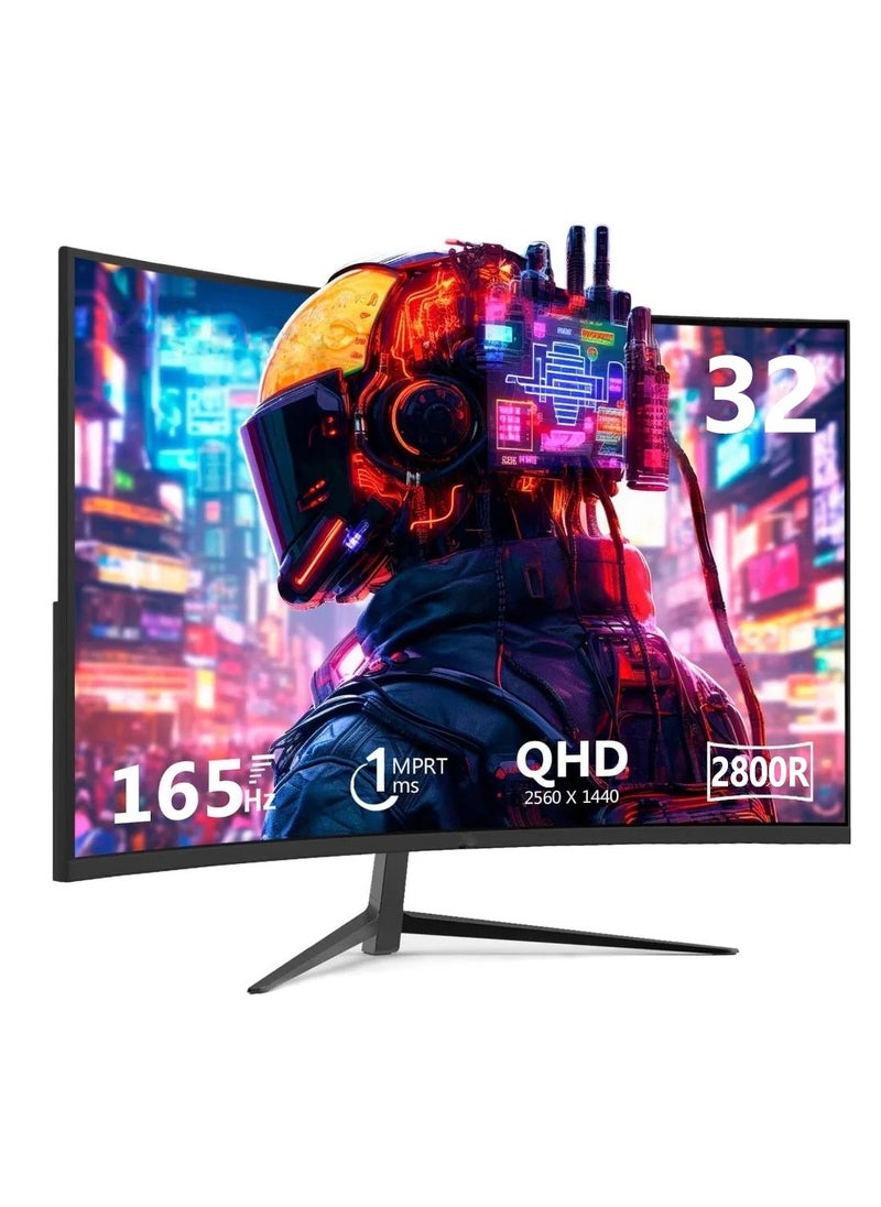 شاشة كمبيوتر IPS مقاس 32 بوصة بدقة 1440 بكسل، شاشة QHD 2K مع HDR10، إطار نحيف للغاية، FreeSync/G-Sync، منفذ HDMI DisplayPort، حماية من الضوء الأزرق الخافت بدون وميض، حامل إمالة للاستخدام في المكتب والعمل والتصميم والألعاب