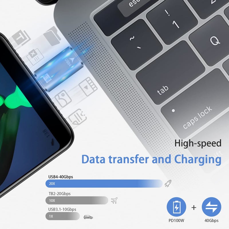 Duttek USB C Male to Male Adapter, 40Gpbs Type C Male to Type C Male Full Featured Adapter Support Data Transmission and Charging for with Thunderbolt 3/4, USB3.1, USB2.0. (1pack) - Image 2