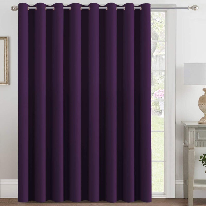 H.VERSAILTEX HVERSAILTEX Blackout Patio Curtains 100 x 108 Inches for Sliding Door Extral Wide Blackout Curtain Panels Thermal Insulated Room Divider  Grommet Top 9 Tall by 85 Wide  Plum Purple - Image 1