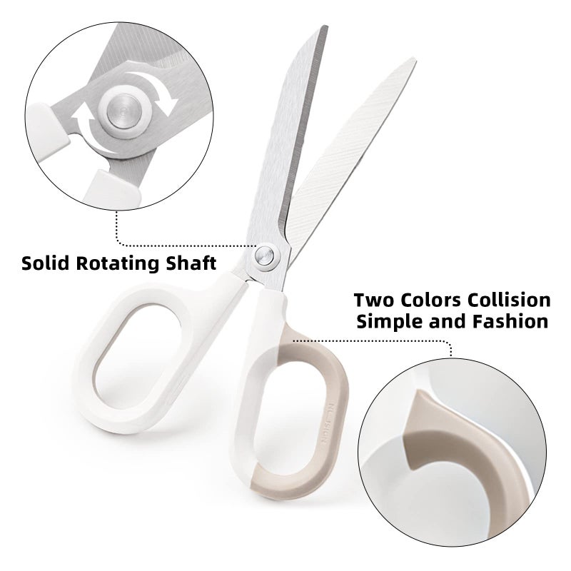 EZWORK Multipurpose Scissors, Comfort-Grip Handles Sharp Scissors for Office Home School Craft Sewing Fabric Supplies (6", White) - Image 3